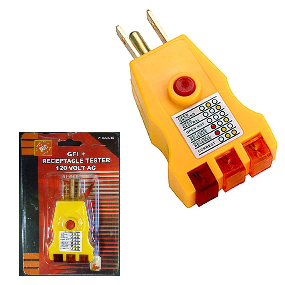 3-Prong AC Outlet Plug Receptacle Tester - Ground Fault Circuit Analyzer for Home & Office Electrical Safety Testing