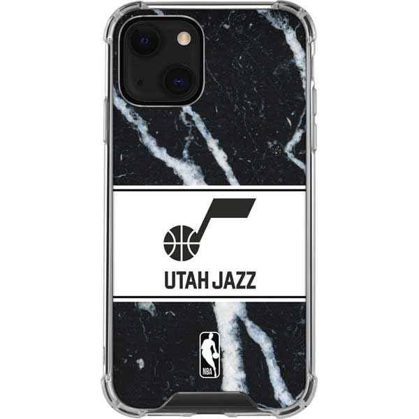 Official NBA Utah Jazz Marble Design Clear Phone Case for iPhone 13 - Durable Protective Cover with Scratch Resistance - Perfect for Basketball Fans, Sports Enthusiasts & Everyday Use