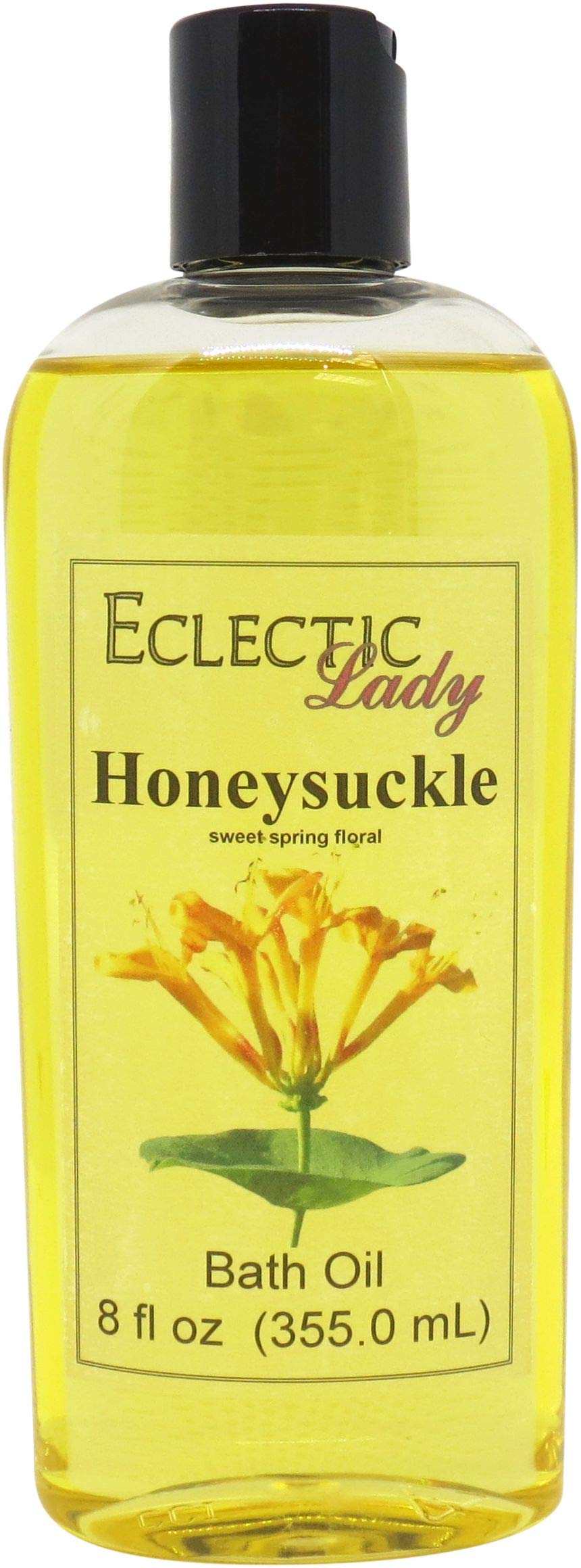 Eclectic Lady Honeysuckle Scented Bath Oil - Relaxing & Moisturizing Body Oil for Dry, Rough & Sensitive Skin - Daily Nourishing Shower Oil (8 oz) - Perfect for Spa Nights, Self-Care Rituals & Stress Relief