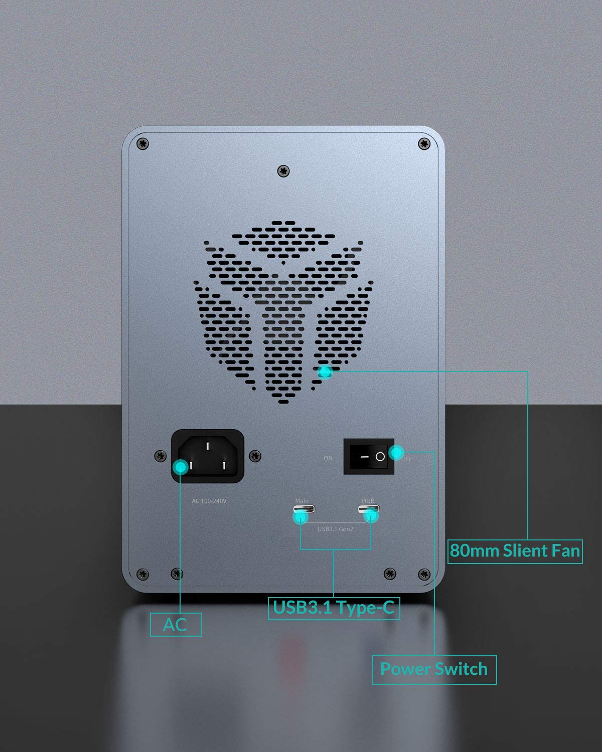 Yottamaster 10Gbps 5 Bay USB C Hard Drive Enclosure - Aluminum DAS Storage for 3.5/2.5