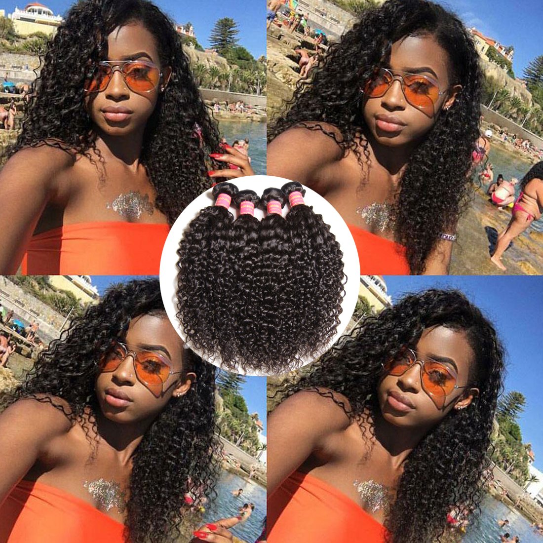Klaiyi 10A Brazilian Curly Virgin Human Hair Extensions - 3 Bundles (12/14/16 Inch) Unprocessed Natural Color 95-100g/pc - Perfect for Daily Styling, Special Occasions & Salon Use