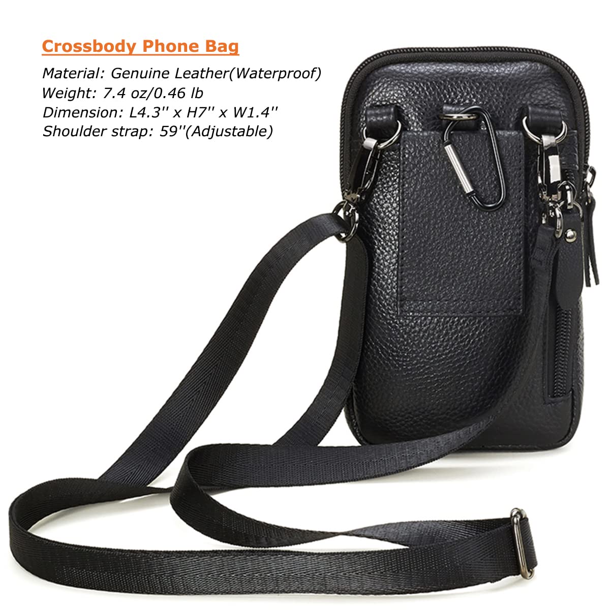 Premium Leather Shoulder Holster for iPhone 16 Pro Max/15 Pro Max & Galaxy S24 Ultra - Multi-Pocket Crossbody Phone Bag with Belt Clip - Stylish & Secure Smartphone Pouch for Women (Black) - Perfect for Work, Travel & Outdoor Activities