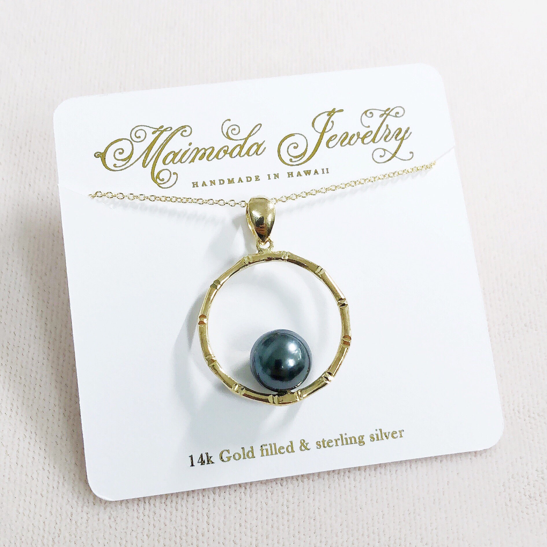 Exquisite Bamboo Pendant Necklace with Tahitian Pearl - Elegant Jewelry Gift for Women, Perfect for Weddings, Parties & Special Occasions (N324)