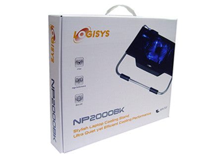 Logisys NP2000BK Laptop Cooling Stand with Blue LED - Portable Cooling Pad for Gaming Laptops & Notebooks - Perfect for Home Office & Gaming Setup