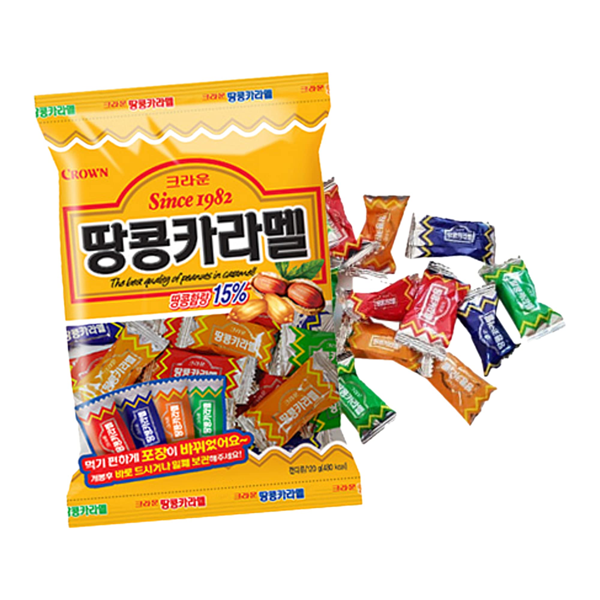 Delicious Korean Peanut Caramel Candy - Creamy Caramel Squares with Rich Flavor | Individually Wrapped Brown Candies | Perfect for Snacking, Gifts & Party Favors
