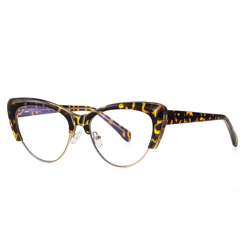 CCspace Unisex Full Rim Square Cat Eye Titanium Eyeglasses Frame 57455 - Lightweight Durable Glasses for Work, Reading & Fashion