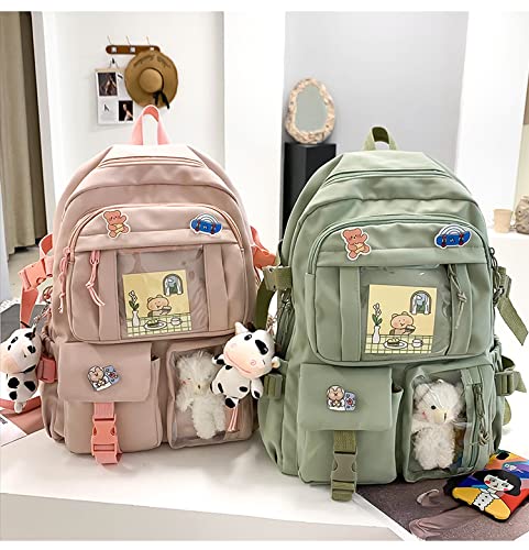 BXCNCKD Kawaii School Backpack with Pins - Cute Pink Anime Backpack for Girls, Teens & College Students | Lightweight Bookbag for School, Travel & Daily Use