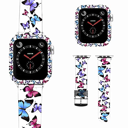 Cartoon Pattern Soft Leather Apple Watch Bands Compatible with 38mm 40mm 42mm 44mm iWatch Series 6/SE/5/4/3/2/1 - Stylish Replacement Strap for Women & Men - Perfect for Work, Gym & Everyday Wear
