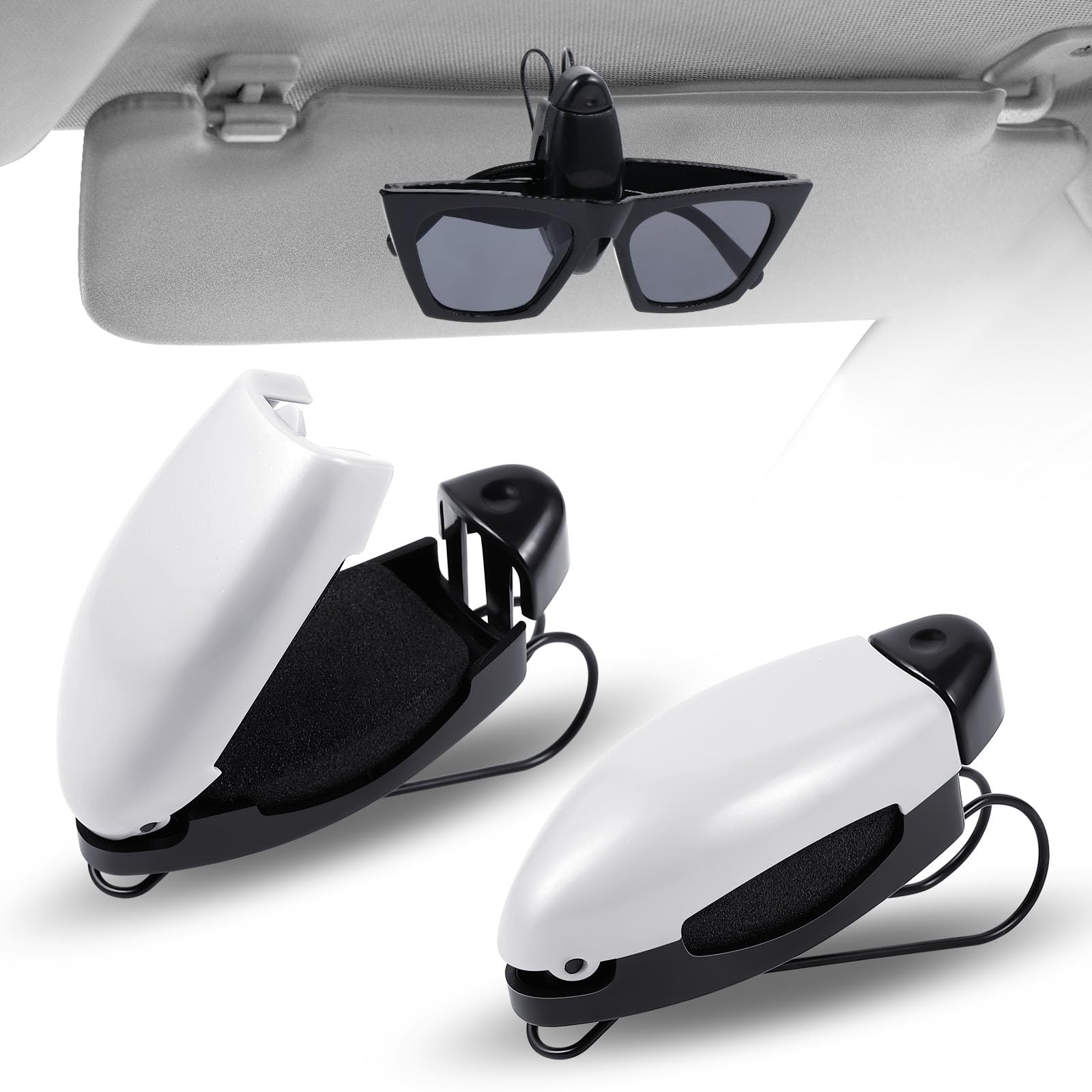 Frienda 2-Pack Car Sunglasses Holder Clip - Grey Visor Glasses Mount Accessories for Sun Visor | Perfect for Driving, Road Trips & Daily Commute