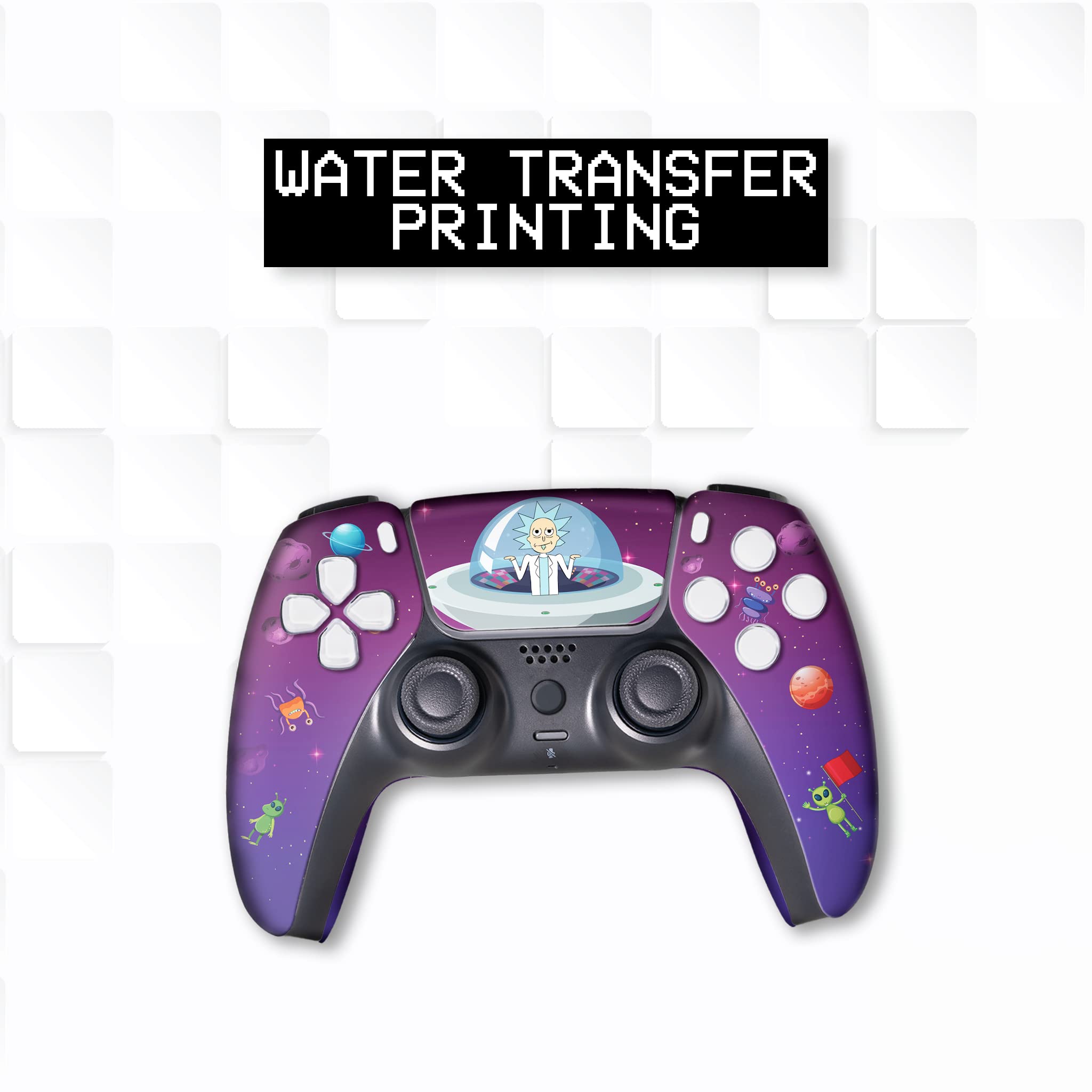 Custom Wireless PS5 Controller for Playstation 5 Console - Rick and Morty Themed Hydro-Dip Design | Officially Licensed, Modded & Permanently Printed in USA | Perfect for Gaming Enthusiasts and Collectors | Ideal for Competitive Play, Streaming, and Gift Giving