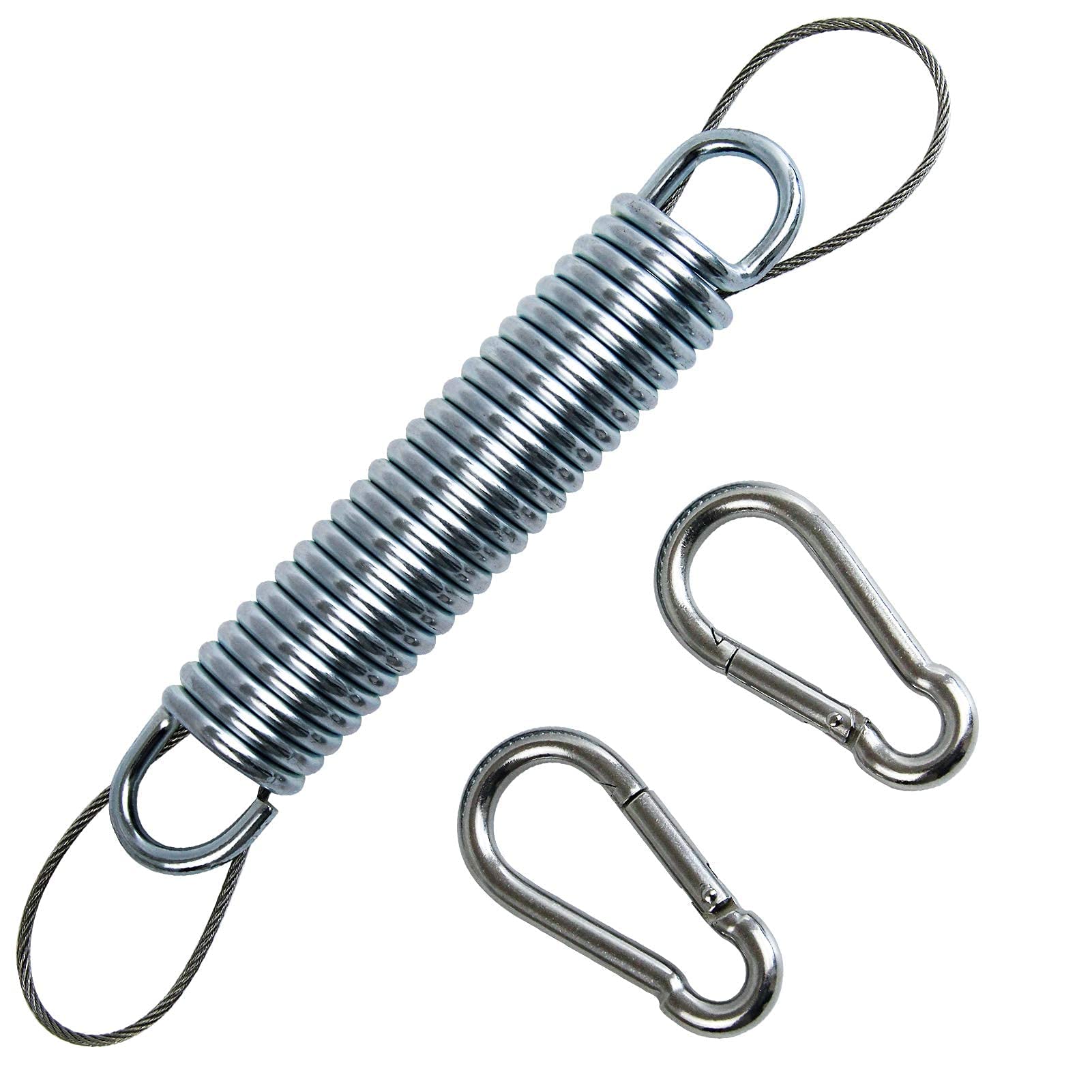 Heavy Duty Porch Swing Springs 700 LB Capacity - Stainless Steel Hanging Chair Spring Kit with 2 Springs, 4 Snap Hook Carabiners & 2 Safety Steel Wires - Perfect for Porch Swings, Garden Hammocks & Outdoor Relaxation