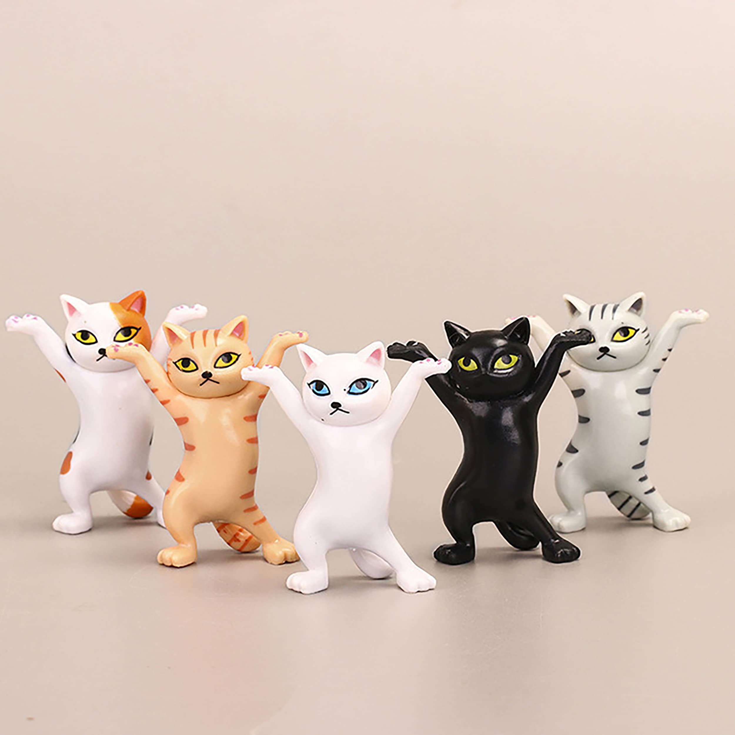 IRYNA 5Pcs Dancing Cat Pen Holder - Cute Cat Figurine Desk Organizer for Cat Lovers | Perfect Cat Themed Gift for Women, Office Desk Decor & Home Accessories | Great for Workstations, Home Offices & Gift Giving