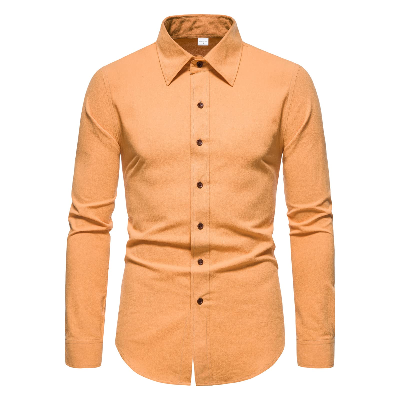 JUNGE Men's Long Sleeve Button Down Shirt - Casual & Work Office Wear, Slim Fit Plain Dress Shirt for Business, Date Night & Formal Occasions