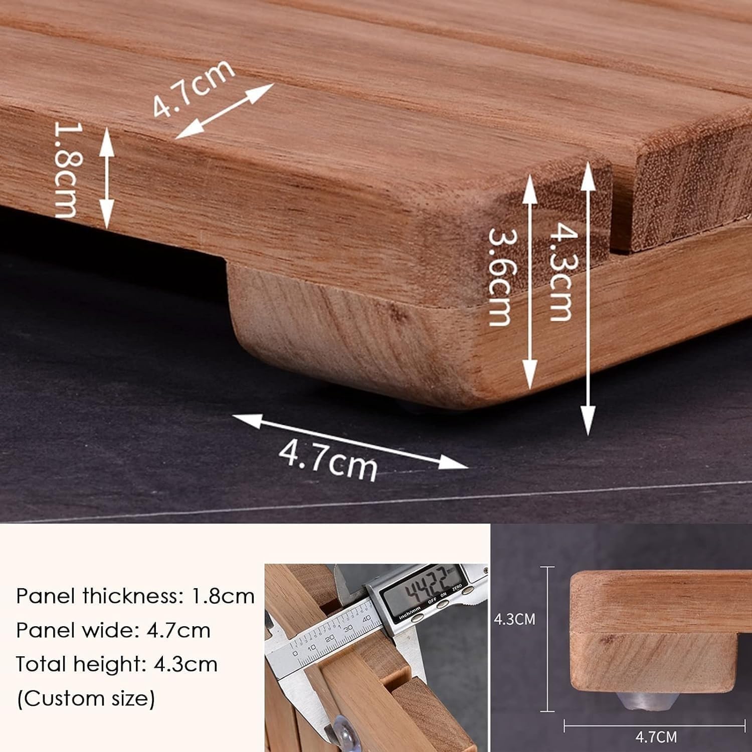 Premium Teak Wood Shower Mat - 30x36 Inch Waterproof Bath Mat for Bathroom Floor, Inside & Outside Shower - Natural Slatted Platform (76x92cm) - Perfect for Spa-Like Bathrooms, Pool Decks & Wet Areas