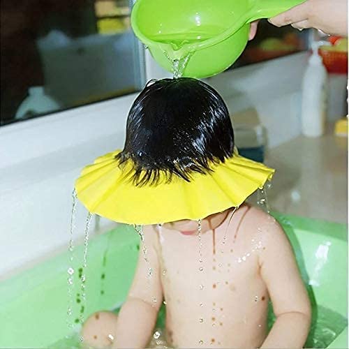 Aabhir Traders Adjustable Soft Baby Shower Cap - Safe Bathing Hair Wash Hat for Infants & Toddlers - Waterproof Eye & Ear Protection - Perfect for Bath Time & Hair Washing (Blue, 1 Pack)