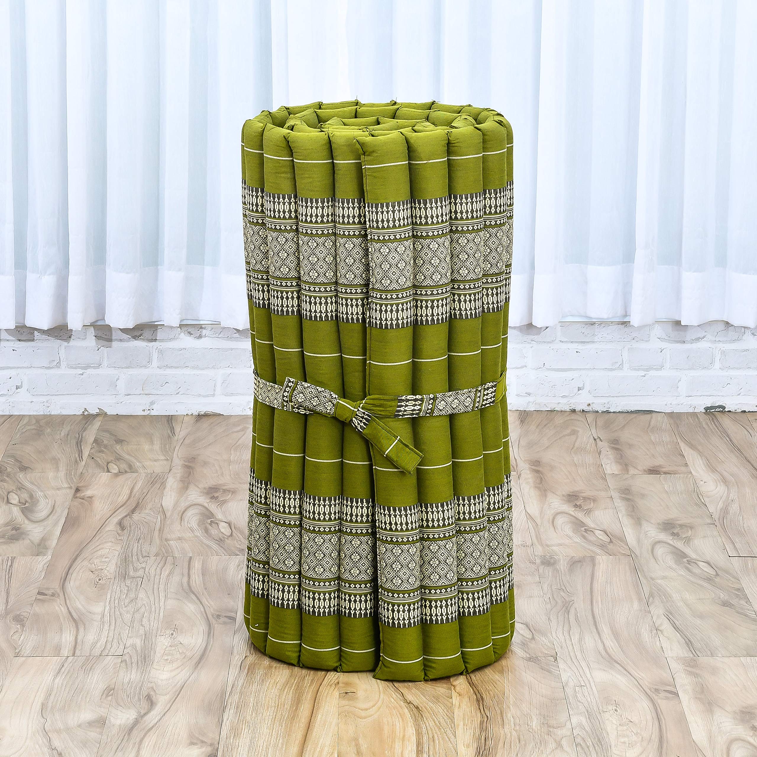 Leewadee Foldable Floor Mattress - Japanese Roll Up Futon & Trifold Tatami Mat - Guest Floor Bed & Camping Mattress - Kapok Filled Thai Massage Mat 75