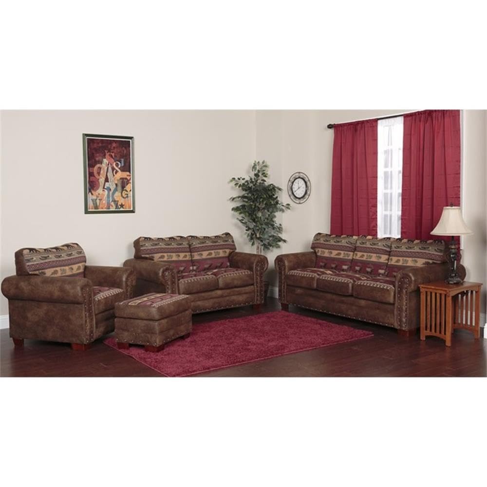 American Furniture Classics 4-Piece Sierra Lodge Sleeper Sofa Set - Comfortable Convertible Sectional Couch with Storage | Perfect for Living Rooms, Guest Rooms & Small Spaces