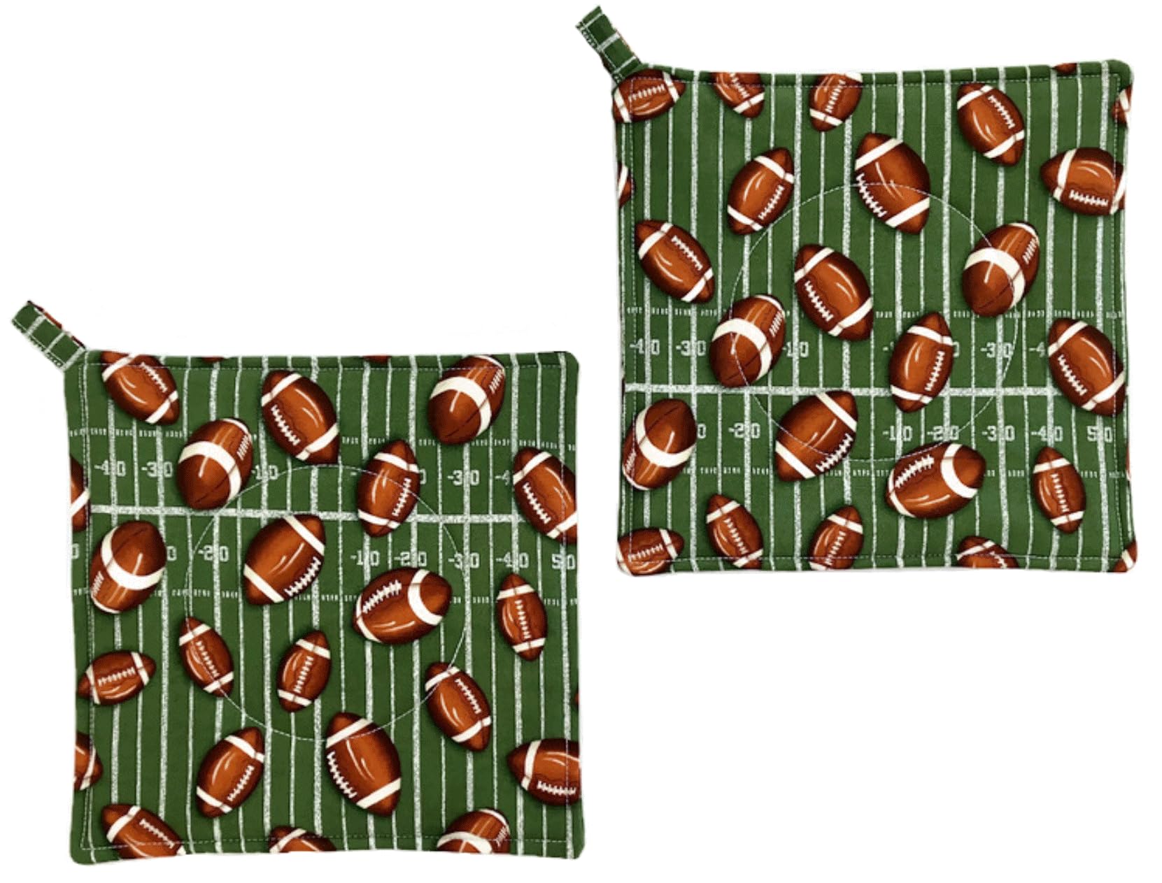 Premium 8x8 Inch Football-Themed Pot Holders Set of 2 - Heat Resistant Kitchen Hot Pads for Cooking, Baking & Serving - Perfect for Game Day Parties & Sports Fans