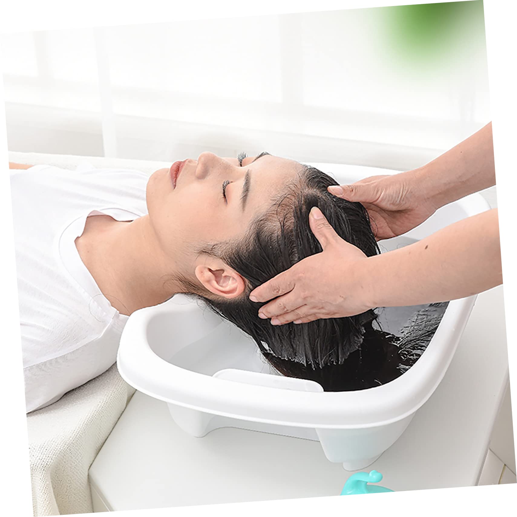 Portable Shampoo Sink for Hair Washing - Lightweight Plastic Wash Basin for Bedside, Elderly Care, Camping & Travel - White Bathtub Tray with Soap Holder (Ideal for Home, Hospital & Outdoor Use)