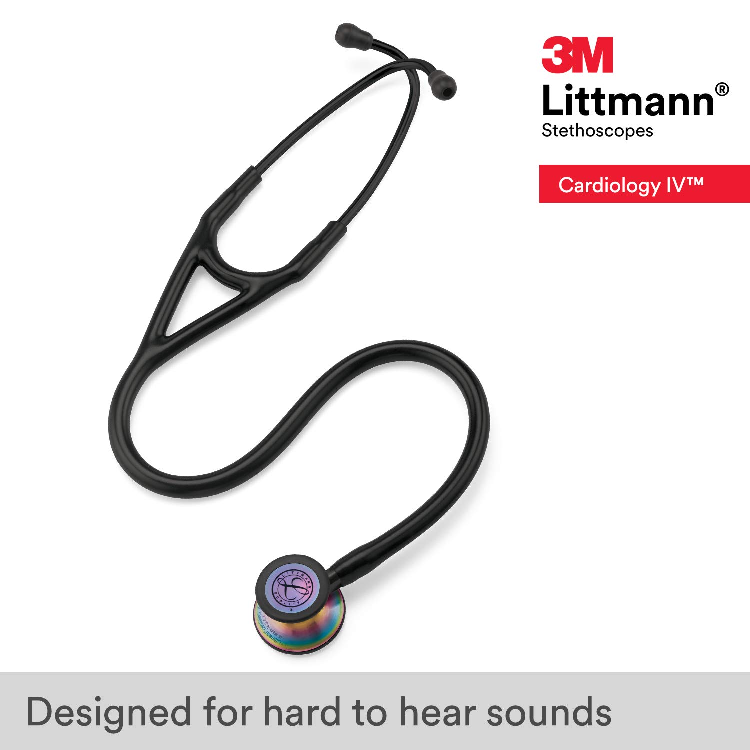 3M Littmann Cardiology IV Diagnostic Stethoscope - 6165 Model with 2X Louder Sound*, Lightweight Design**, Rainbow-Finish Stainless Steel Chestpiece, 27