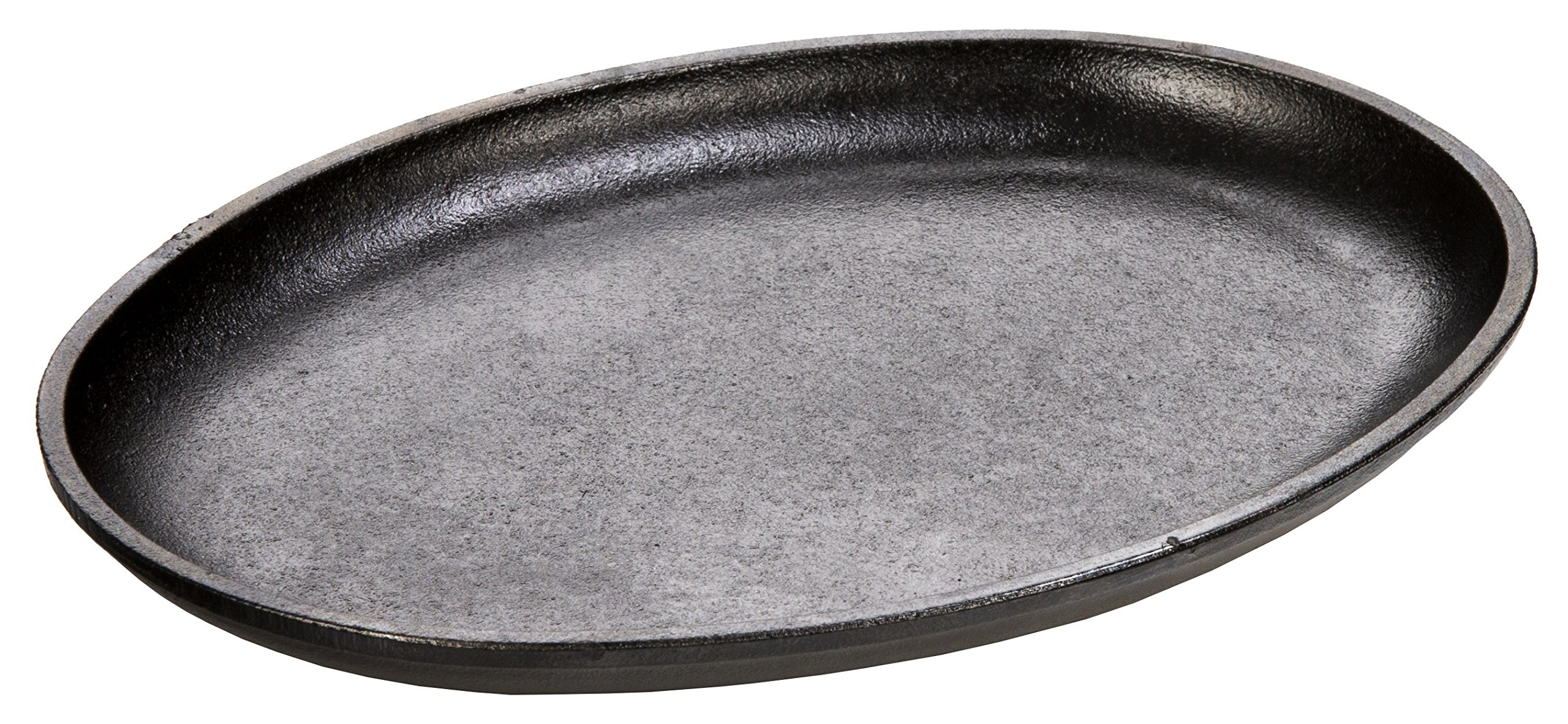 Lodge Logic 10 Inch Pre-Seasoned Cast Iron Handless Oval Serving Griddle - Perfect for Camping, Outdoor Cooking & Family Breakfasts