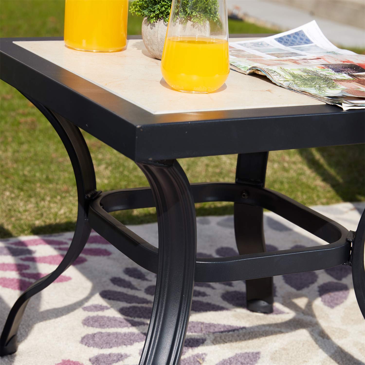 Outdoor Patio Bistro Set with Rocking Chairs & Coffee Table - 3-Piece Metal Garden Furniture with Cushions for Balcony, Lawn, or Backyard (Grey) - Perfect for Relaxing, Entertaining, and Enjoying Outdoor Gatherings