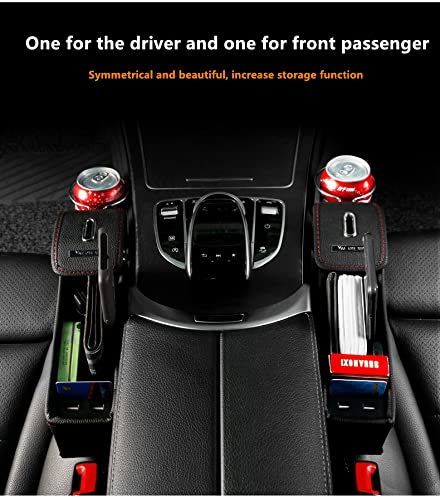 JEYODA Car Seat Organizer with USB Charger - Multi-Function Storage for Phone, Keys & Drinks - Perfect for Road Trips & Daily Commutes (Mocha Brown)