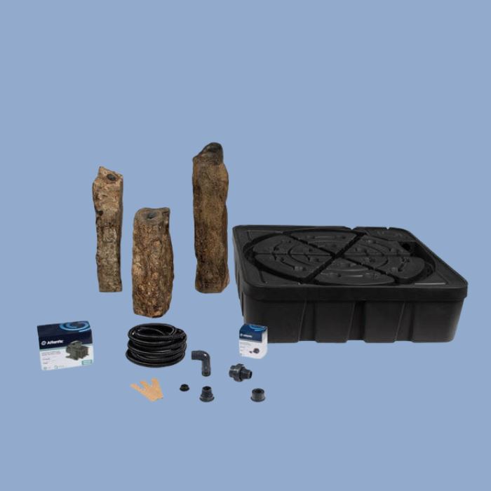Atlantic 3-Piece Natural Basalt Column Fountain Kit - 18, 24, 30 Inch Outdoor Water Feature for Garden, Patio & Landscape Decor