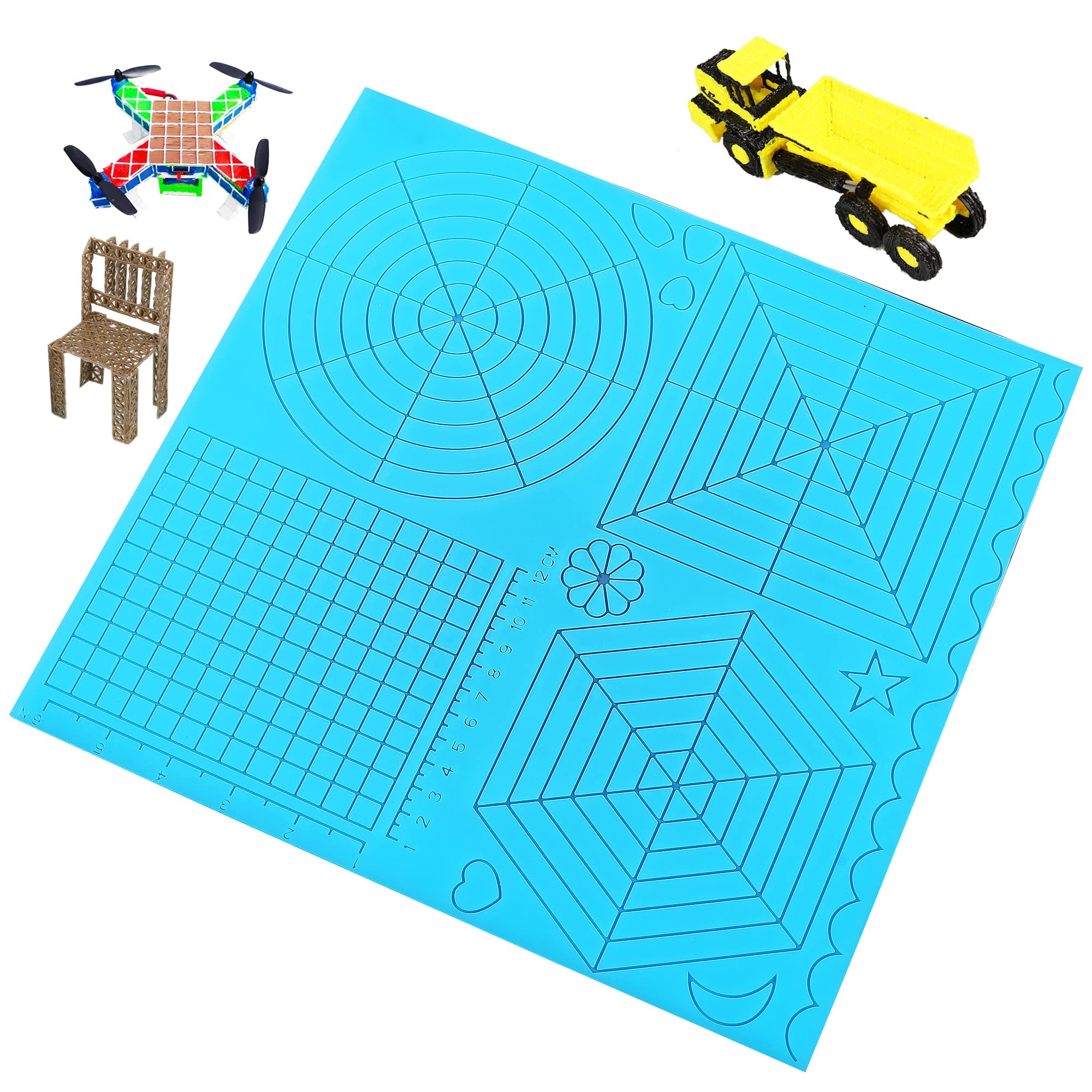 3D Printing Mat for Beginners - 12.2x11.4 Inch Non-Stick Work Surface for 3D Pens | Compatible with All 3D Pen Filaments & Stencils | Perfect for Kids, Artists & DIY Projects (Blue)