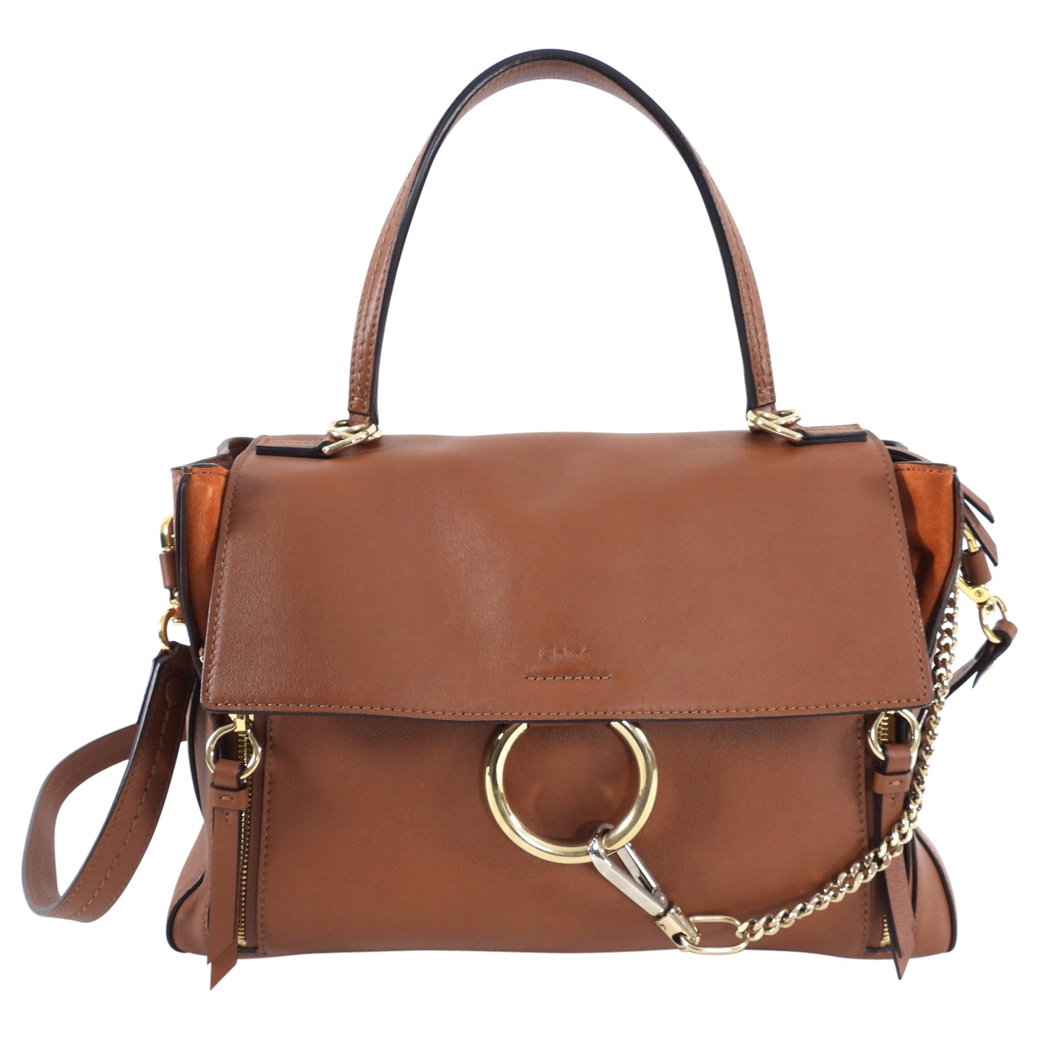 Chloe Faye Day Medium Double Carry Bag in Tan Leather - Premium Genuine Leather Shoulder Bag for Women - Perfect for Work, Travel & Everyday Use