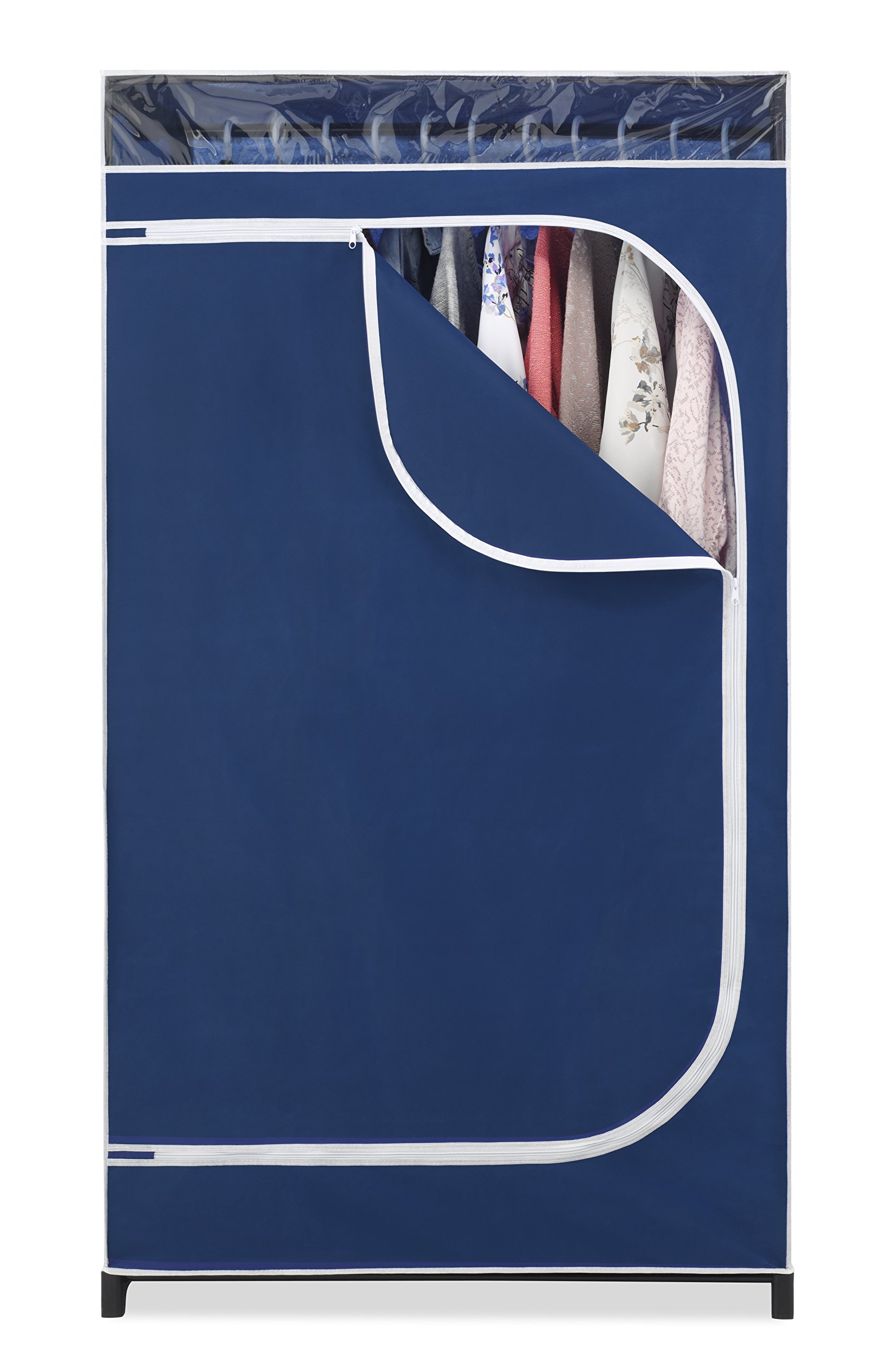 Whitmor Freestanding Clothes Closet Organizer - Durable Fabric Wardrobe with Zippered Cover for Bedroom, Closet & Storage (White, 4-Tier) - Perfect for Small Spaces, Seasonal Clothing & Guest Room Organization