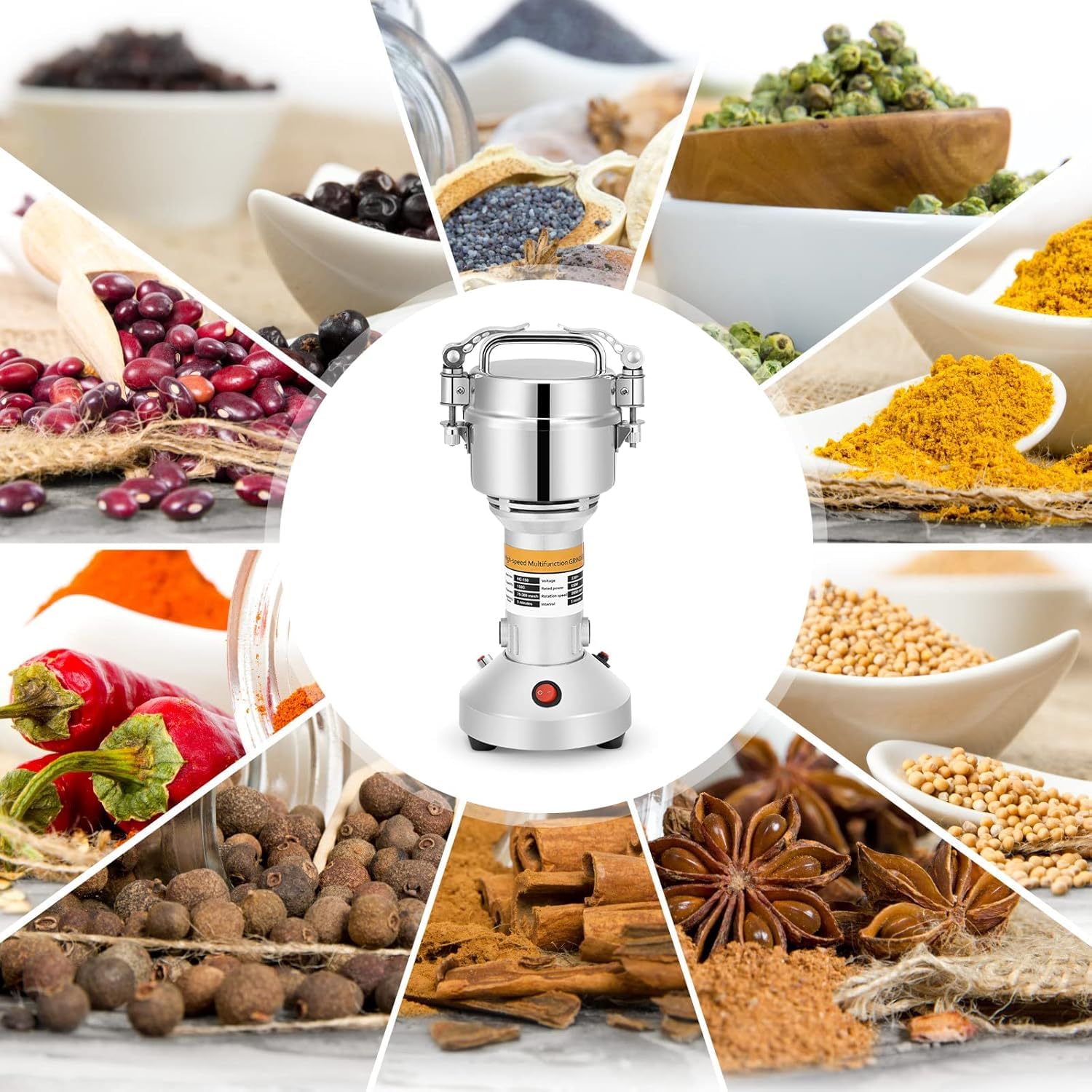 Electric Grain Mill Grinder 150g - 28000 RPM High Speed Stainless Steel Dry Cereal Grinder for Flour, Wheat, Herbs & Spices - Perfect for Home Baking, Coffee Grinding & Healthy Cooking
