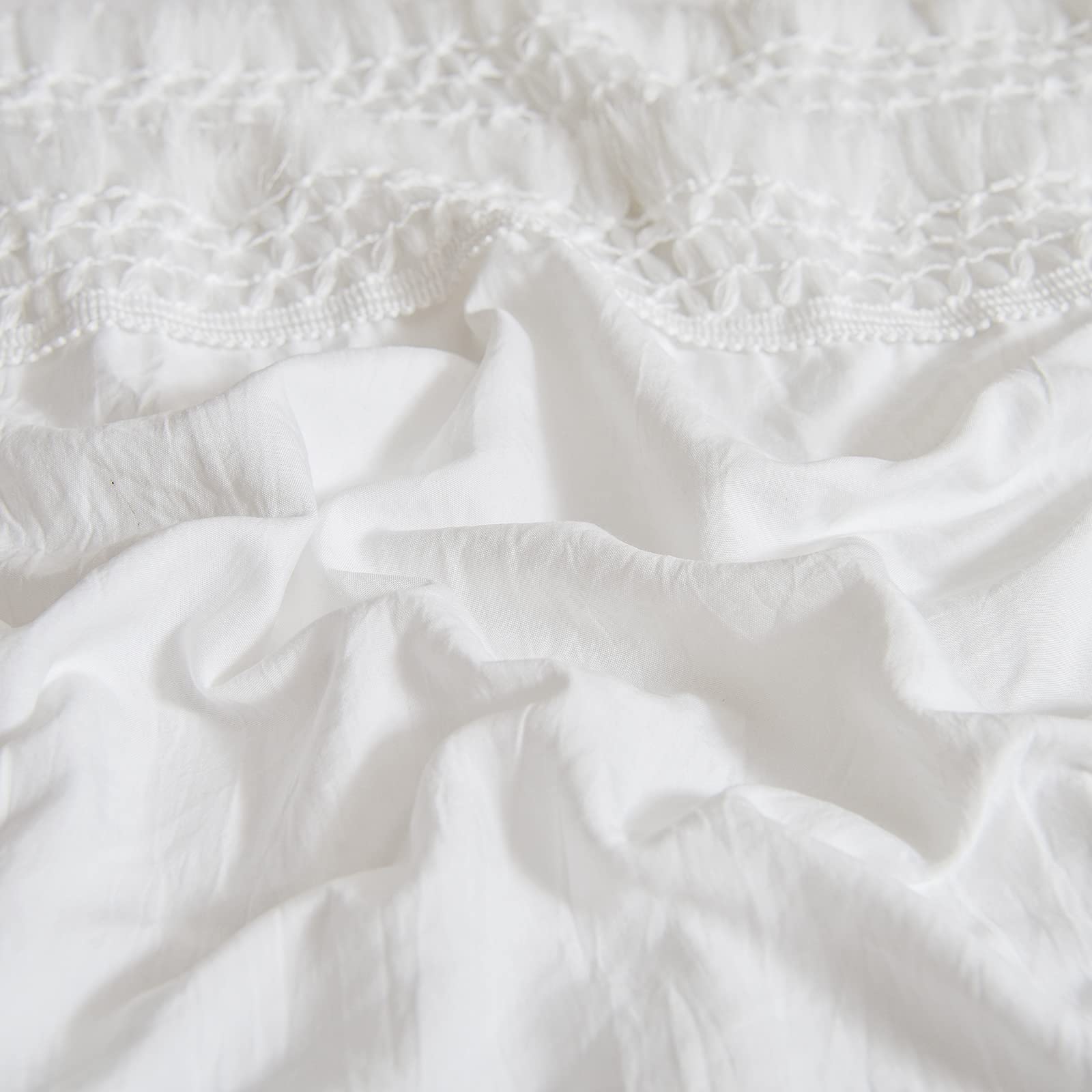Premium King Size Pillow Cases Set of 2 - Soft Washed Microfiber Pillow Covers with Tassel Trim & Envelope Closure - White Boho Farmhouse Bedding for Master Bedroom, Guest Room & Home Decor
