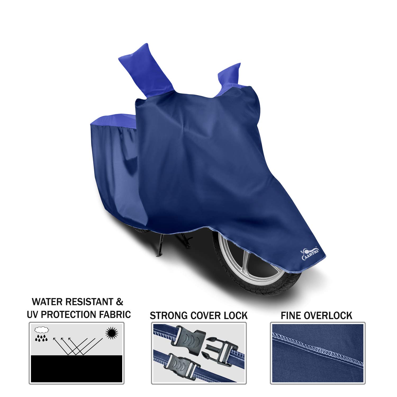 2022 Triumph Tiger 900 Motorcycle Body Cover - UV Protection & Dustproof (Royal Blue Stripes) - Perfect for Outdoor Parking & Long-Term Storage