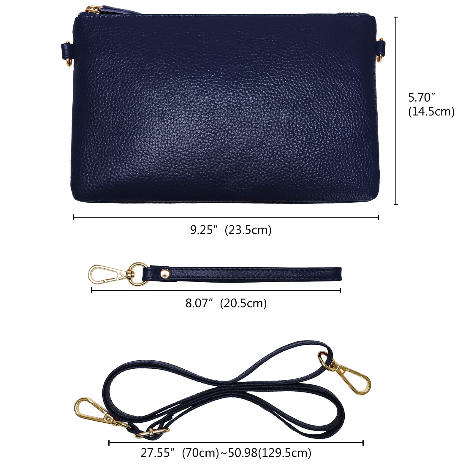 Uromee Genuine Leather Wristlet Wallet Clutch Purse for Women - Crossbody Bag with Detachable Shoulder Strap - Perfect for Parties, Travel & Everyday Use