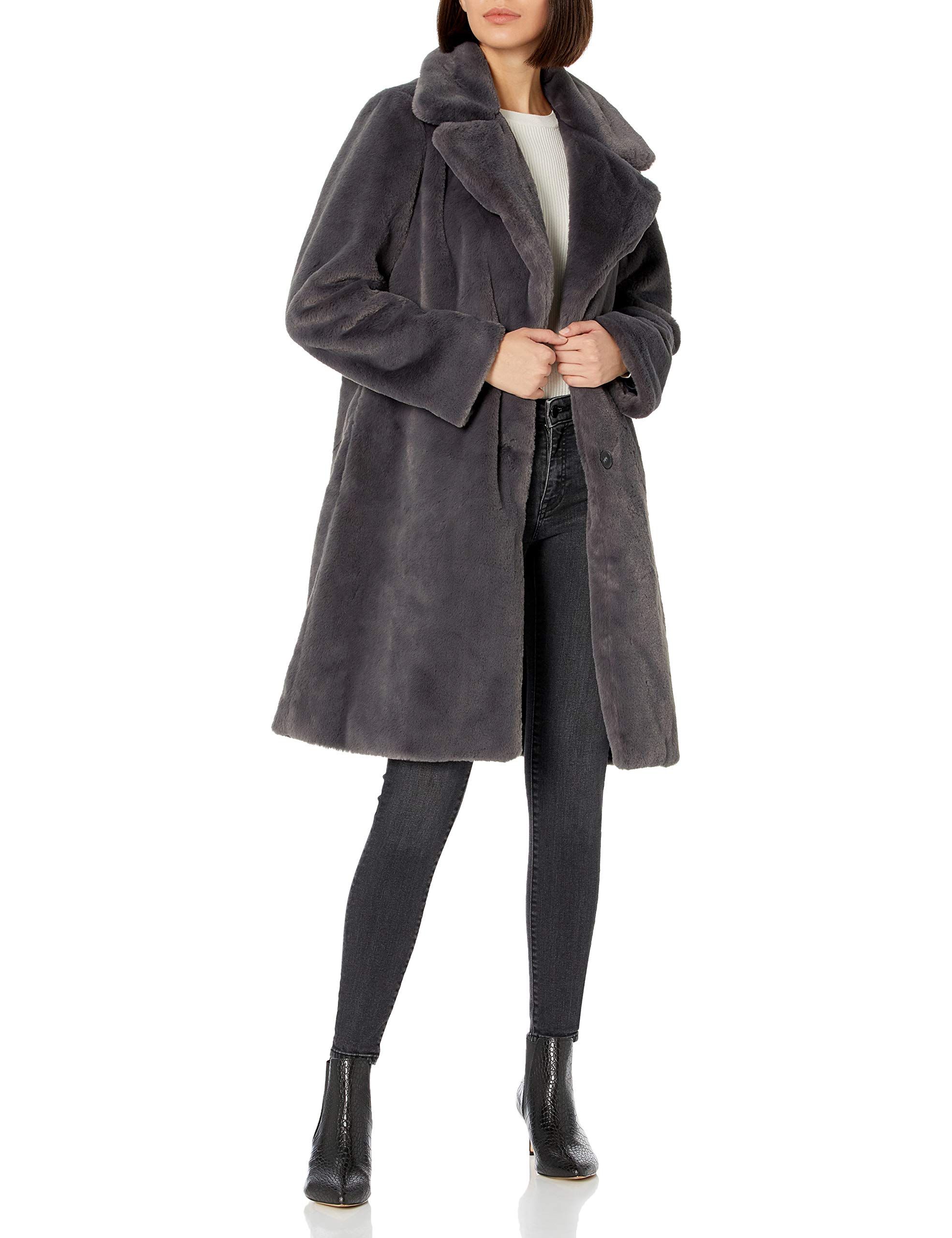 The Drop Women's Kiara Loose-Fit Long Faux Fur Coat - Winter Fashion Outerwear for Women, Warm Plush Jacket for Cold Weather, Perfect for Parties, Dates and Holiday Events