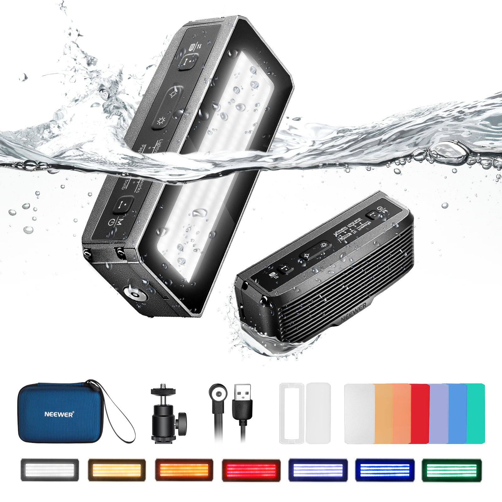 NEEWER WP12 Waterproof LED Light - IP65 Rated for Outdoor Photography, Videography, and Underwater Use - Perfect for Vlogging, Camping, and Pool Lighting