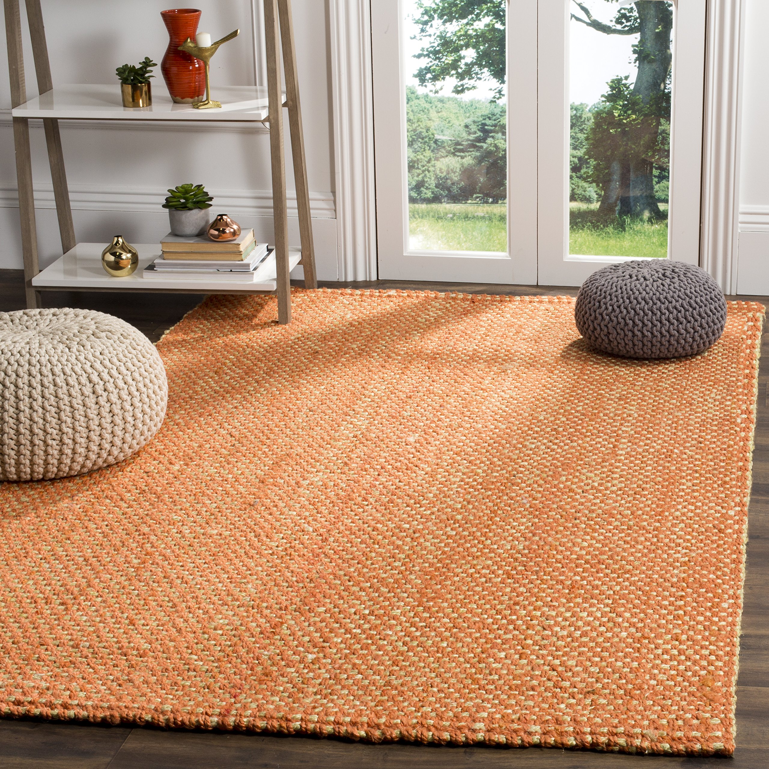 SAFAVIEH Natural Fiber Collection 6'x6' Square Rust NF262B Handmade Premium Jute Area Rug - Perfect for Living Room, Bedroom & Boho Home Decor