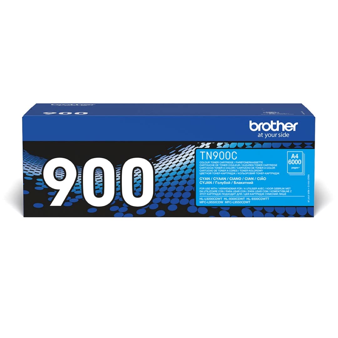 Brother TN-900C High-Yield Cyan Laser Toner Cartridge - 6000 Page Yield | Compatible with Brother Printers | Ideal for Office & Home Printing Needs