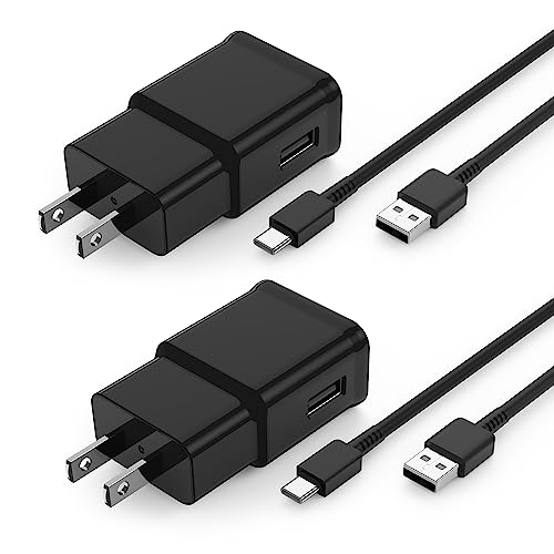 18W QC 3.0 Fast Charger & 3ft USB-A to USB-C Cable (2-Pack) - Compatible with Samsung Galaxy S23/S22/S21/S20 Series - Fast Charging for Phones, Tablets & More - Perfect for Home, Office & Travel