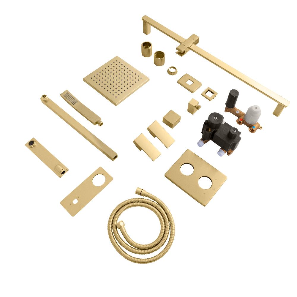 ZLINE Bliss Rainfall Shower System in Champagne Bronze - Luxury Bathroom Fixture with Adjustable Showerhead for Spa-Like Experience | Perfect for Master Bathrooms and Modern Home Renovations