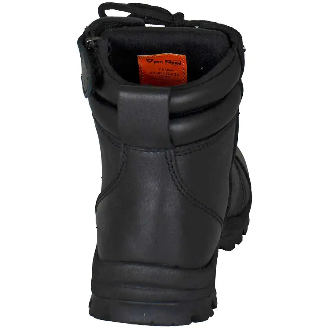 Open Road Women's SWAT Motorcycle Boots - Black Leather Riding Boots for Harley & Cruiser Bikes - Perfect for Long Rides & Motorcycle Events