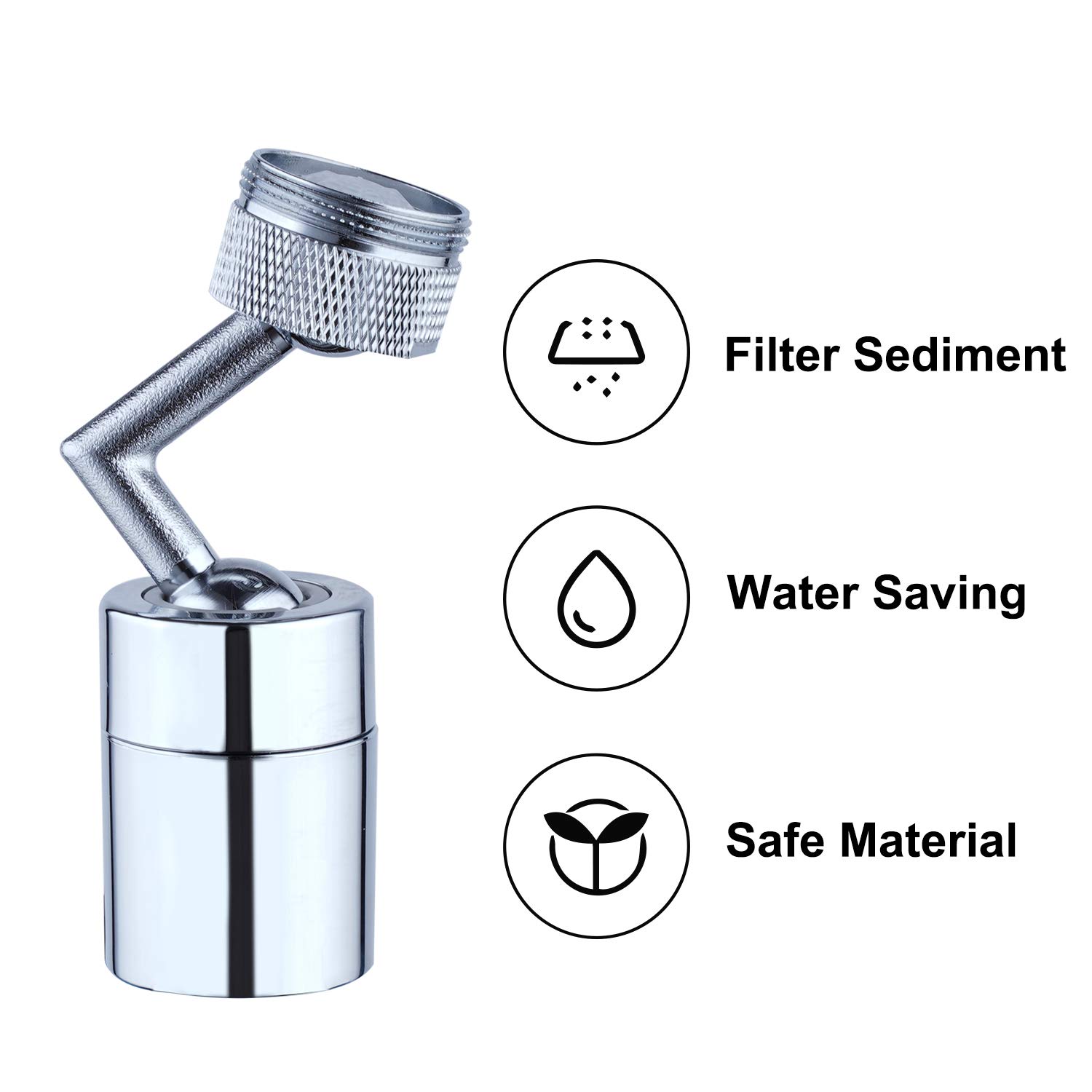 iFealClear 720° Dual-Function Faucet Aerator - 1.8 GPM Swivel Kitchen Sink Faucet Head Replacement with Female/Male Thread & 15/16