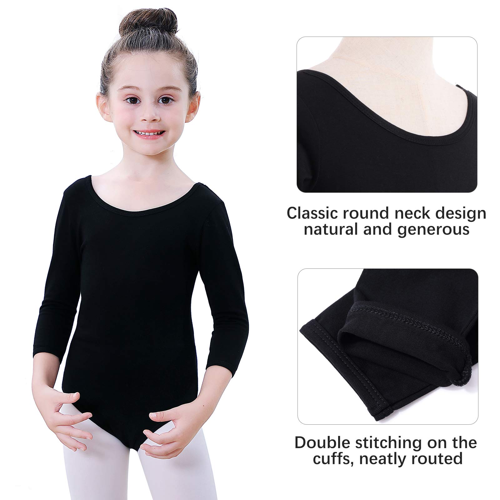 Soudittur Girls Long Sleeve Ballet Leotard - Toddler Dance Bodysuit for Ballet, Gymnastics & Performance (Ages 2-5)