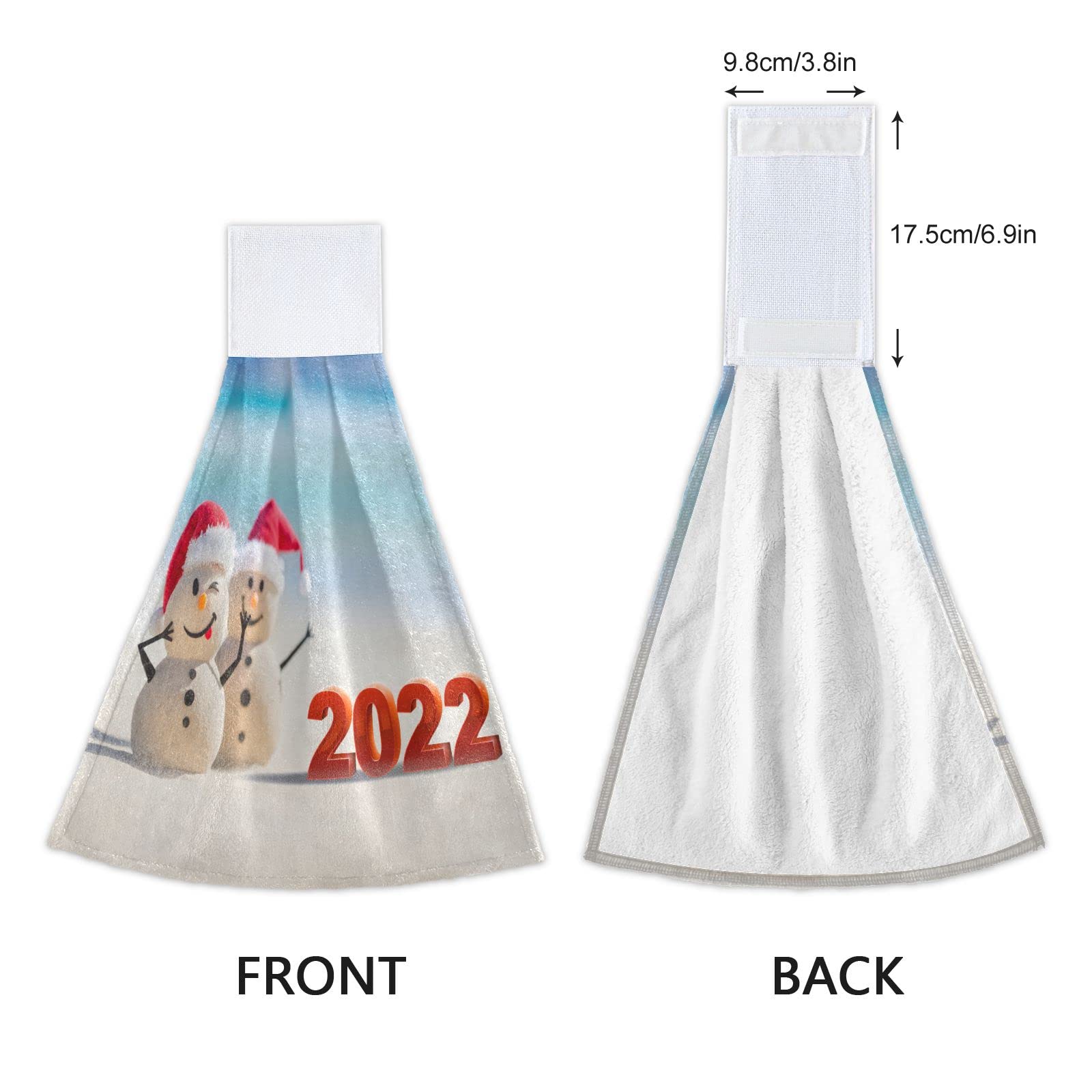 Christmas Snowmen Hanging Kitchen Towels Set of 2 - Beach Themed Holiday Dish Cloths for Oven, Bathroom & Guest Hand Towels - Sandy Coastal Home Decor for Christmas 2022 | Perfect for Holiday Kitchen, Coastal Themed Parties & Festive Home Decorating
