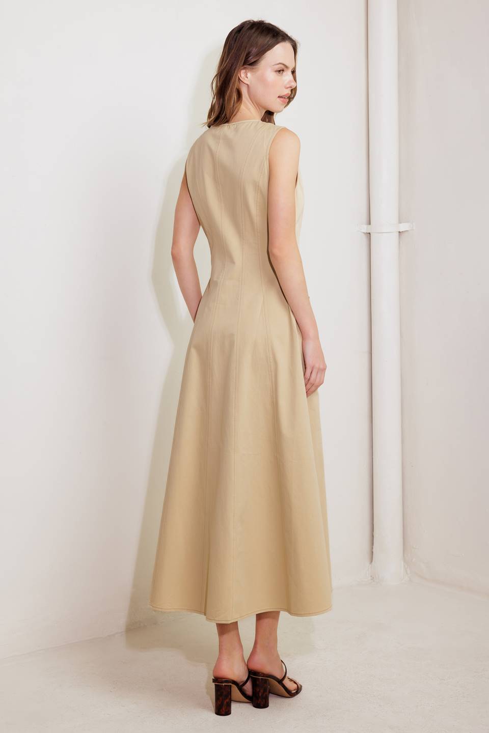 MAISIE MIDI DRESS in Beige - Elegant Casual Summer Dress for Women | Perfect for Beach Vacations, Brunch Dates & Office Wear