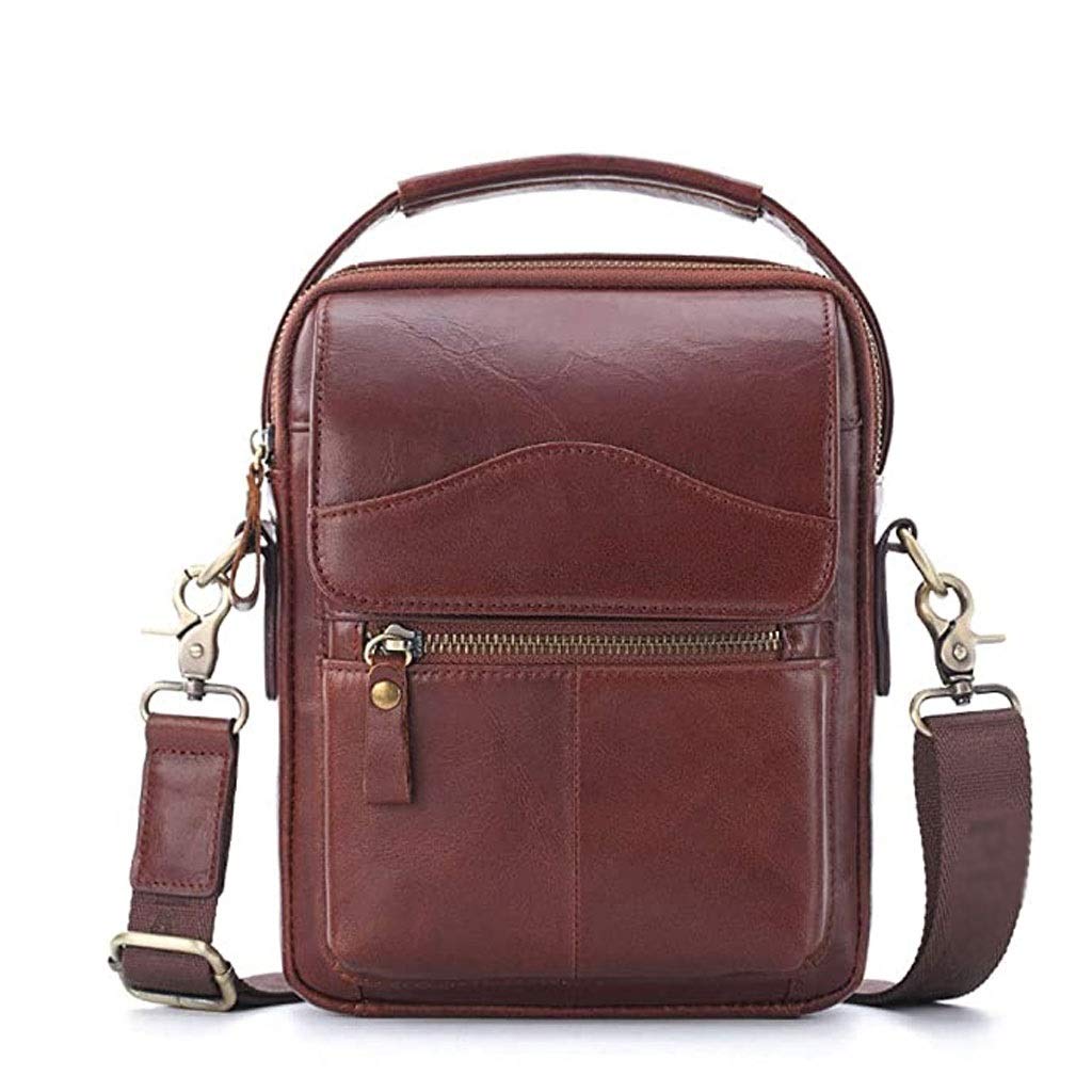 Premium Reddish Brown Leather Business Briefcase for Men - Large Capacity Crossbody Shoulder Bag with Adjustable Strap - Ideal for Travel, Office & Business Meetings