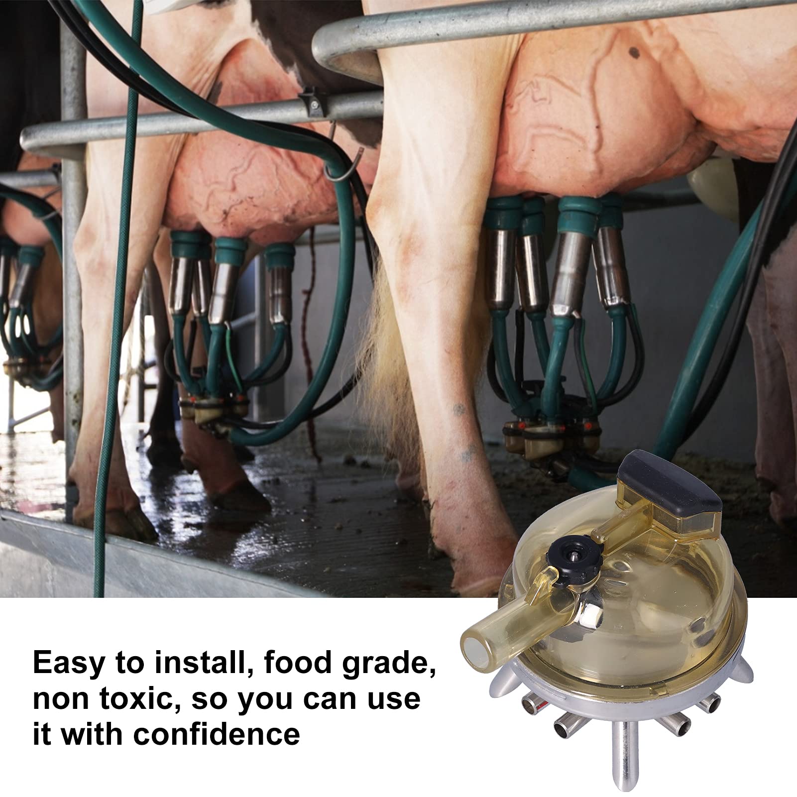 WOOXGEHM 400CC Stainless Steel Milking Claw - Heavy Duty Farm Milk Collector with Secure Straight Buckle | Ideal for Medium Centralized Milking Stations & Dairy Farm Operations