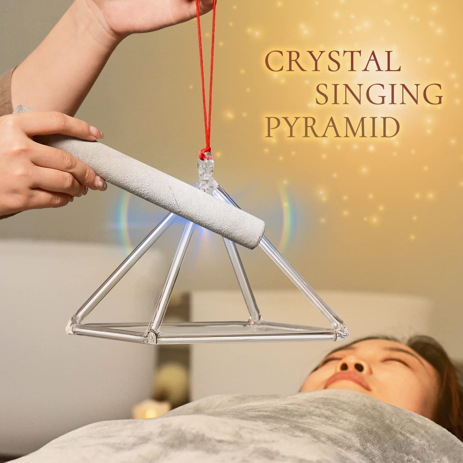 12 Inch Quartz Crystal Singing Pyramid - Healing Sound Instrument with Carry Case | Powerful Energy Tool for Meditation, Yoga & Spiritual Healing