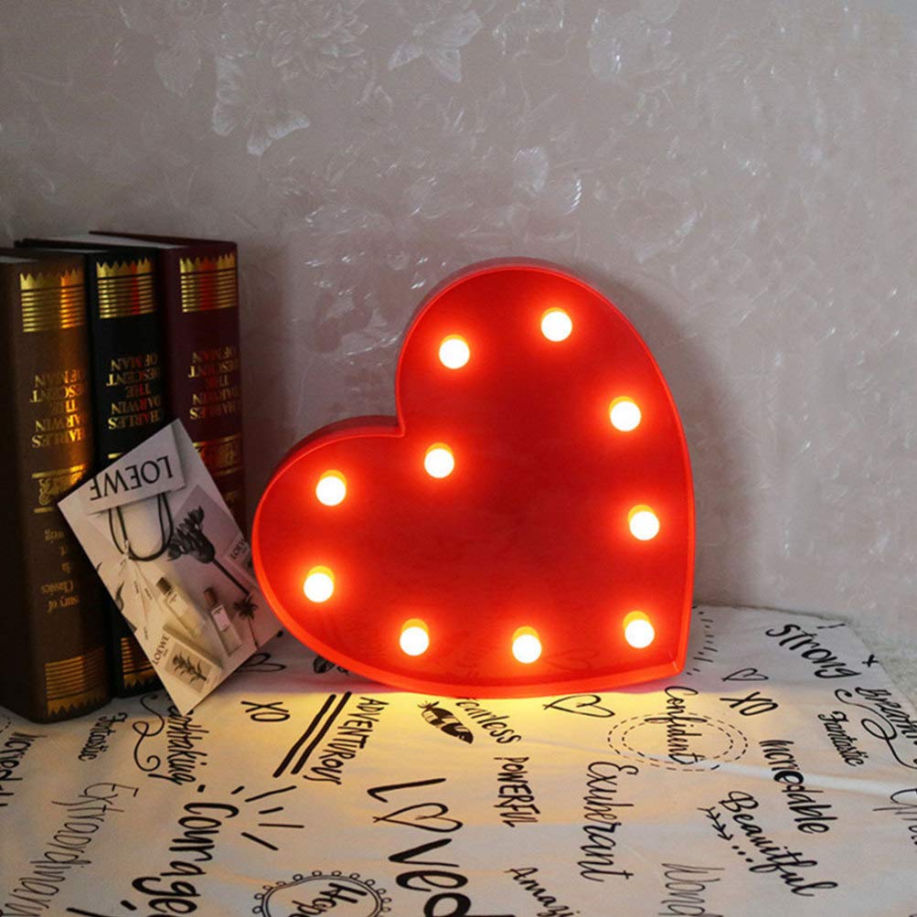 LED Heart Marquee Night Light - Romantic Love Sign for Valentine's Day, Kids Bedroom & Nursery Decor - Wall/Table Light Without Battery (Red) - Perfect for Date Nights, Wedding Proposals & Cozy Bedroom Ambiance